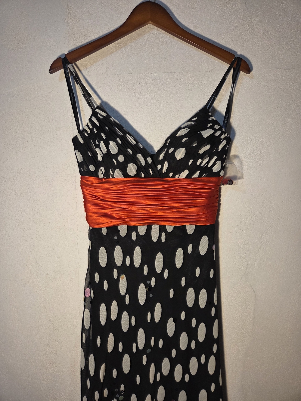Vintage Party Time Polka Dot Prom Dress Size 4 Black White Red Satin Y2K Retro